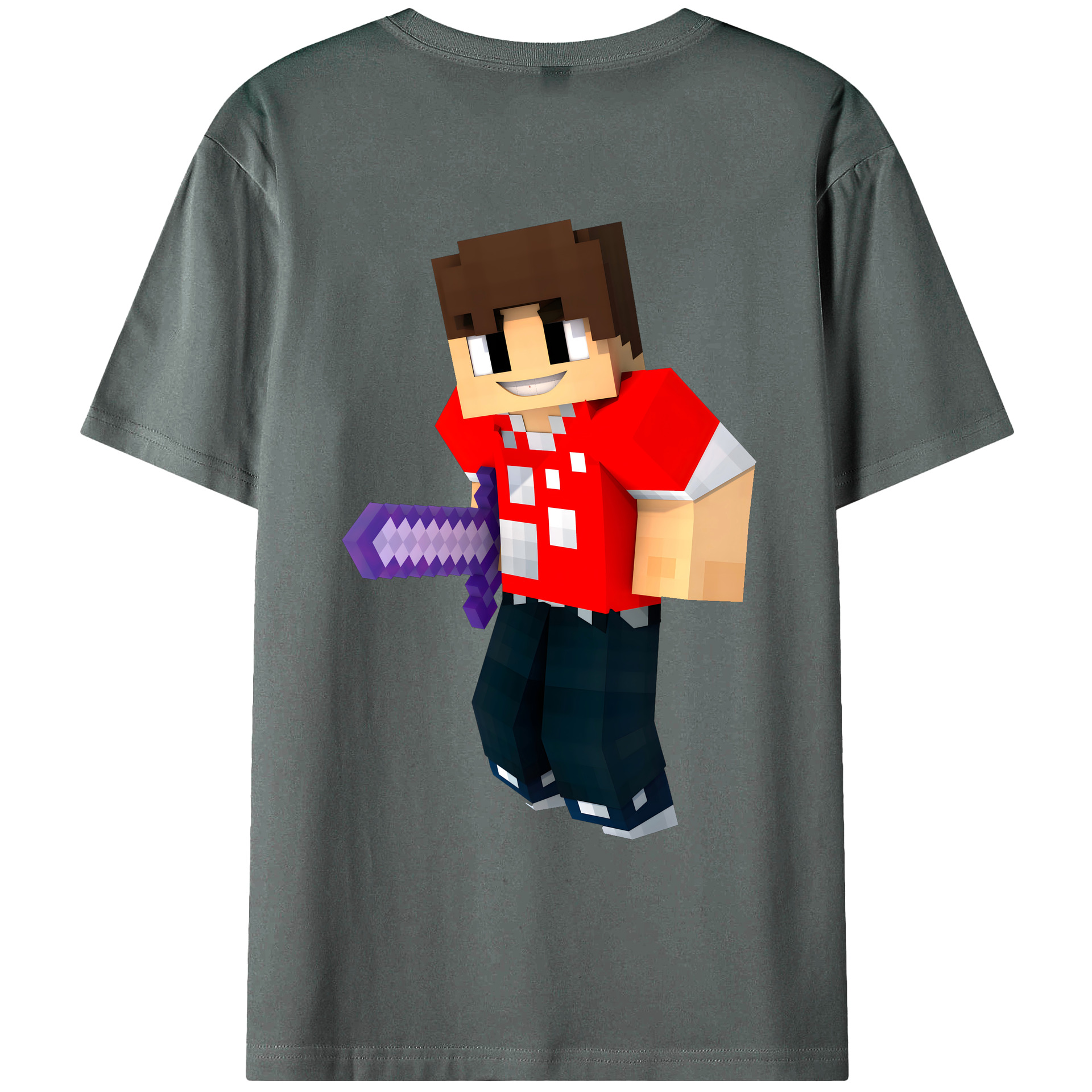 （画像用） マインクラフト ブロックの世界 Minecraft MC Block world 綿100％ メンズ半袖Tシャツ（バックプリント） 通気性